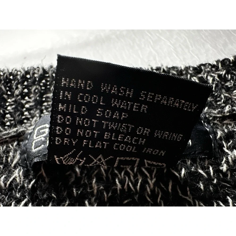 Generra Collection Sweater Men's Small Black‎ White Knit Crewneck Cotton Ramie